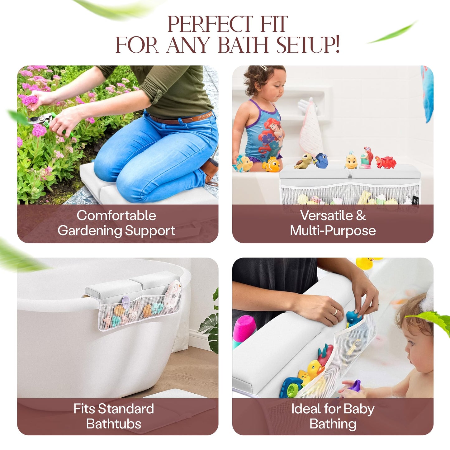 Mohmoud Baby Bath Kneeler and Elbow Rest Pad Set | Extra Thick Padding, Non-Slip, Machine Washable, Odorless - Includes Baby Bath Accessories in a Gift Ready Tote Bag - Baby & Toddler Bath Essentials