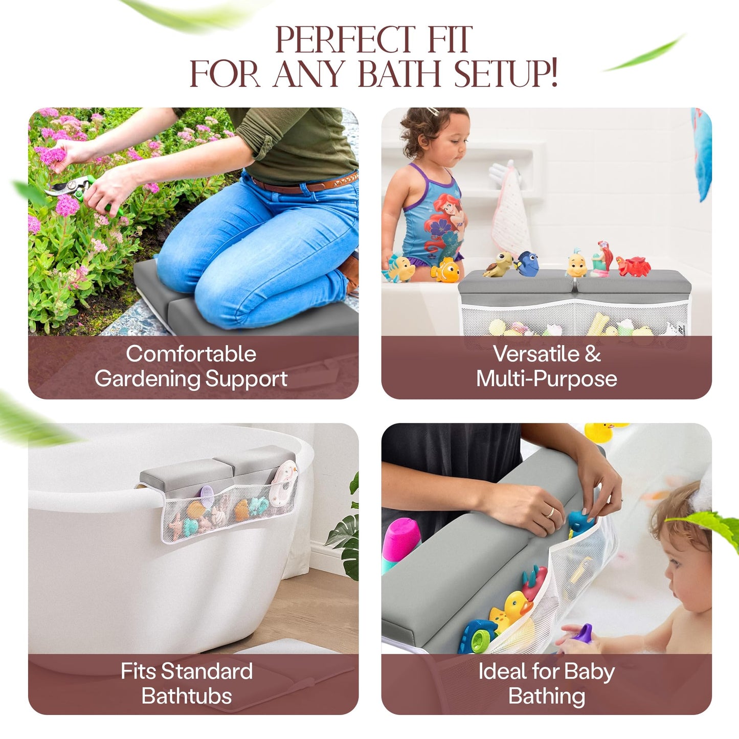 Mohmoud Baby Bath Kneeler and Elbow Rest Pad Set | Extra Thick Padding, Non-Slip, Machine Washable, Odorless - Includes Baby Bath Accessories in a Gift Ready Tote Bag - Baby & Toddler Bath Essentials